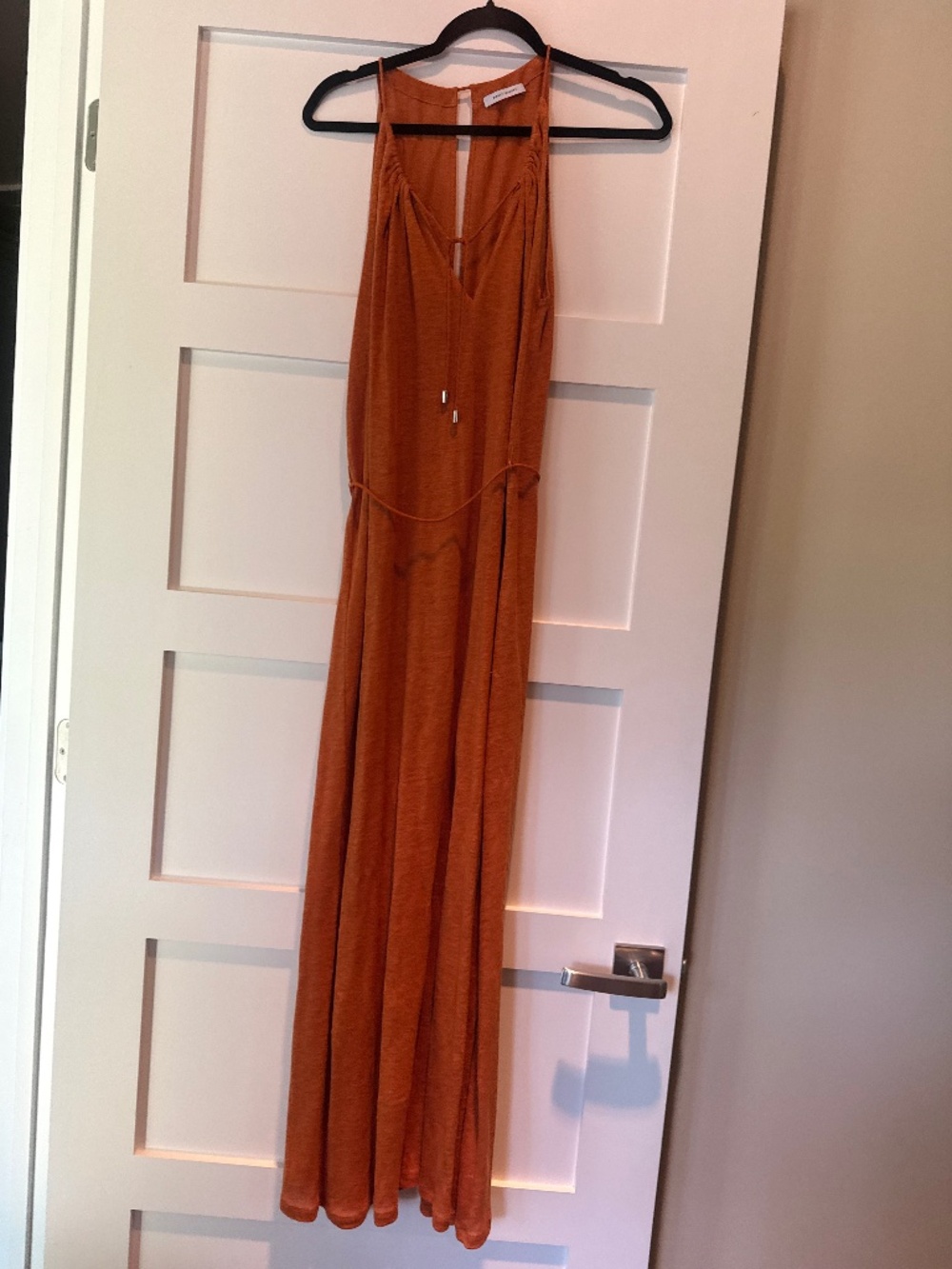 Ninety Percent Dark Orange Linen Maxi Dress